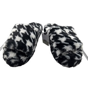 BP Slippers Fawn adjustable Nordstrom Black & White Womens Size Large (9-10) NWT